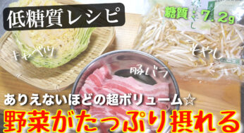 【野菜不足の方は、必ず試してみてください！】爆盛り☆「レンチンキャベツもやし」の作り方【糖質オフレシピ】