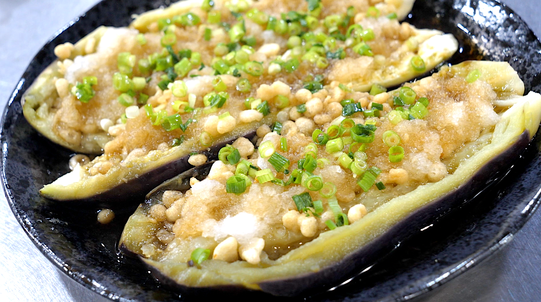 ナスの揚げない煮浸し