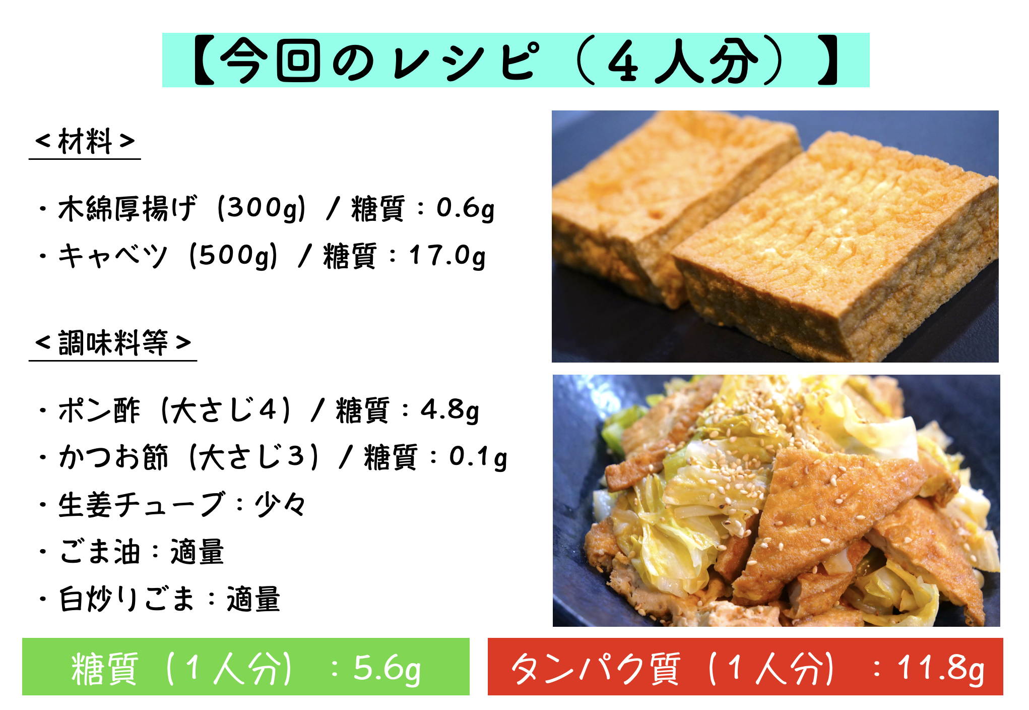 厚揚げとキャベツのポン酢煮込みのレシピ