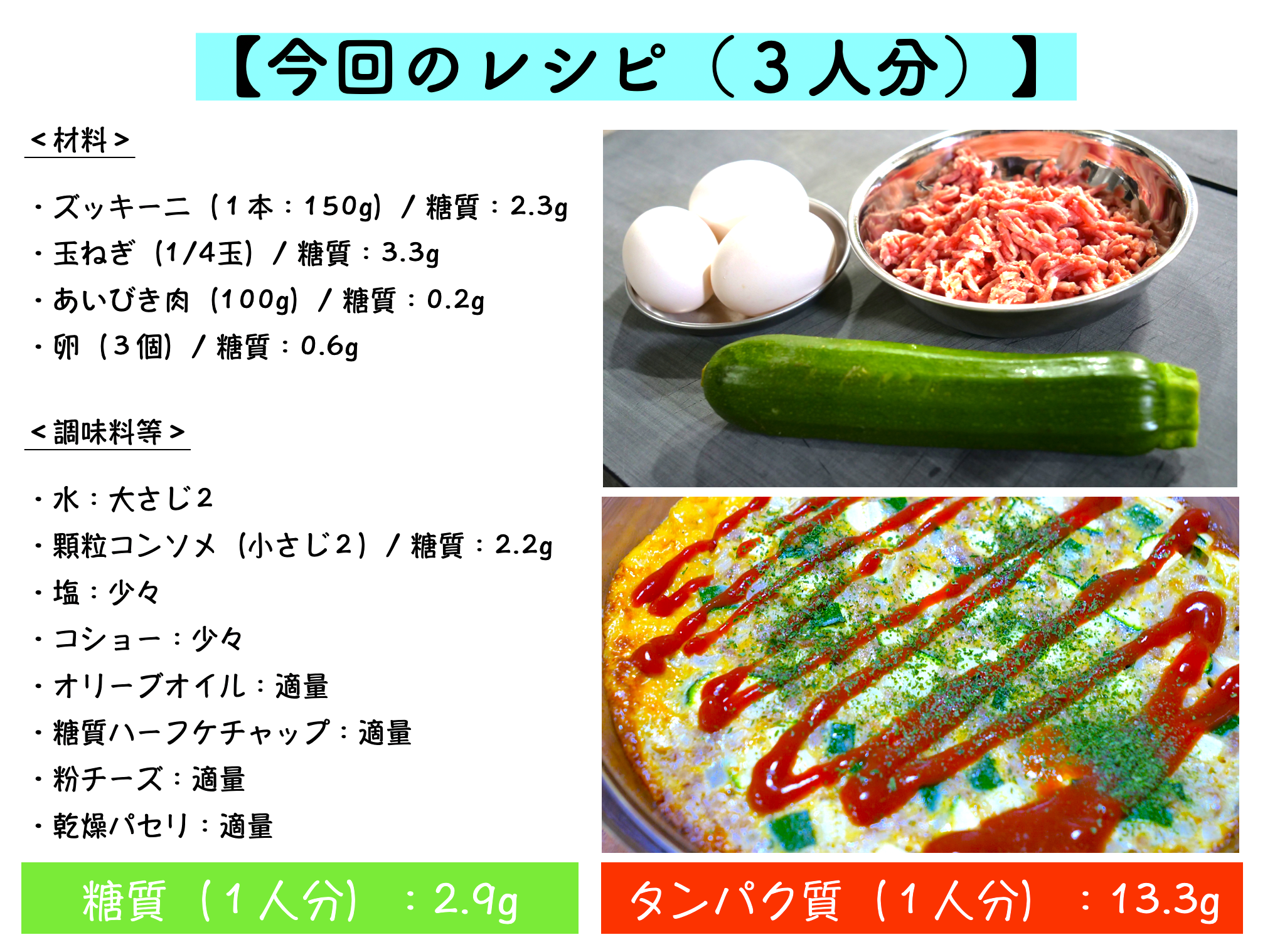 ズッキーニのミートオムレツのレシピ